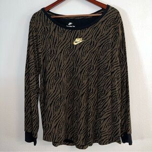 Nike Black and Gold Patterned long sleeve Tee